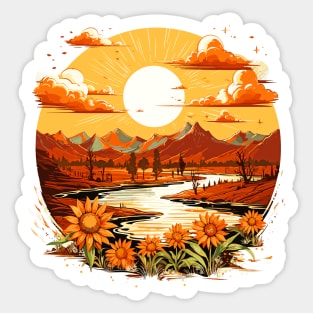 Native American Style Sunrise Vista Sticker